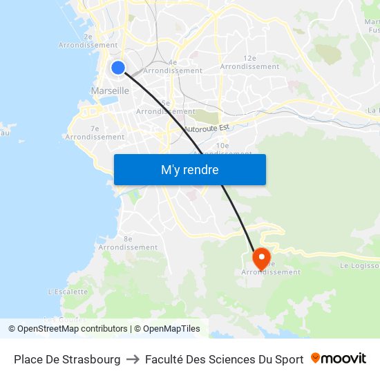 Place De Strasbourg to Faculté Des Sciences Du Sport map