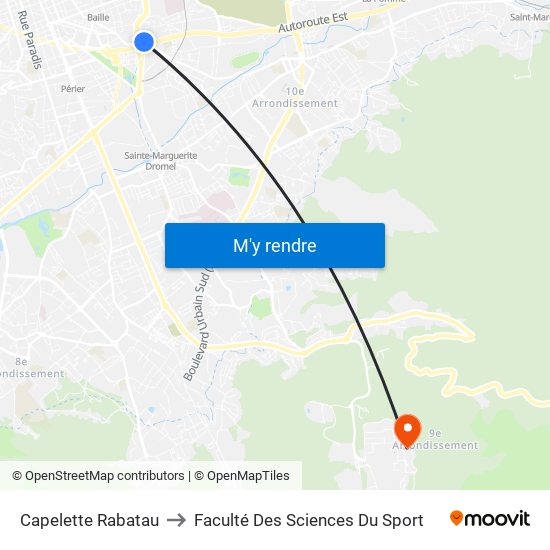 Capelette Rabatau to Faculté Des Sciences Du Sport map