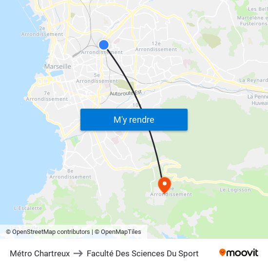 Métro Chartreux to Faculté Des Sciences Du Sport map