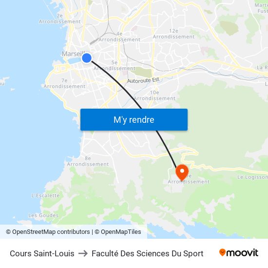 Cours Saint-Louis to Faculté Des Sciences Du Sport map
