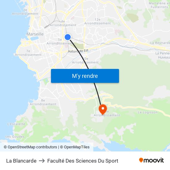 La Blancarde to Faculté Des Sciences Du Sport map