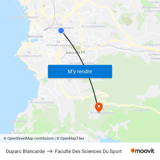 Duparc Blancarde to Faculté Des Sciences Du Sport map