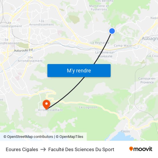 Eoures Cigales to Faculté Des Sciences Du Sport map