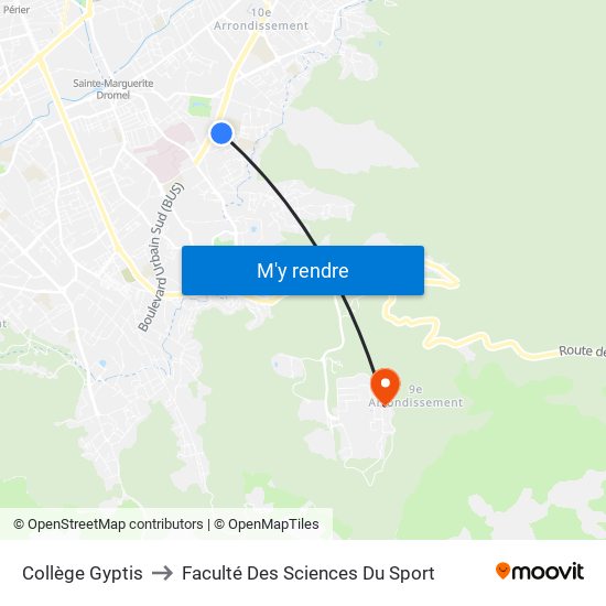 Collège Gyptis to Faculté Des Sciences Du Sport map