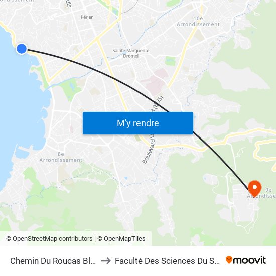 Chemin Du Roucas Blanc to Faculté Des Sciences Du Sport map