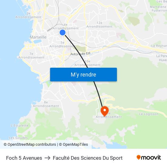 Foch 5 Avenues to Faculté Des Sciences Du Sport map