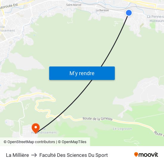 La Millière to Faculté Des Sciences Du Sport map