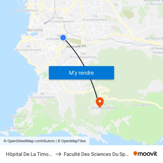 Hôpital De La Timone to Faculté Des Sciences Du Sport map