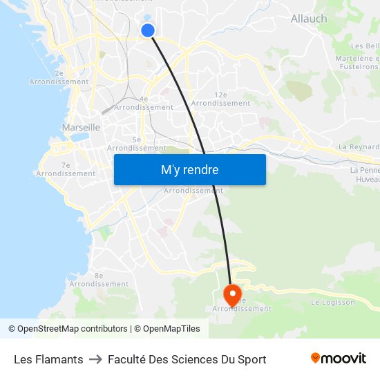 Les Flamants to Faculté Des Sciences Du Sport map