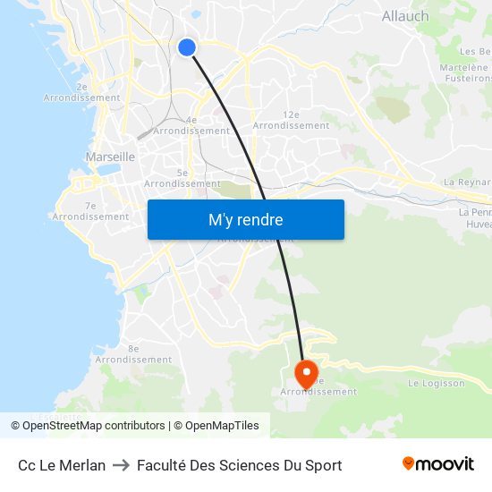 Cc Le Merlan to Faculté Des Sciences Du Sport map