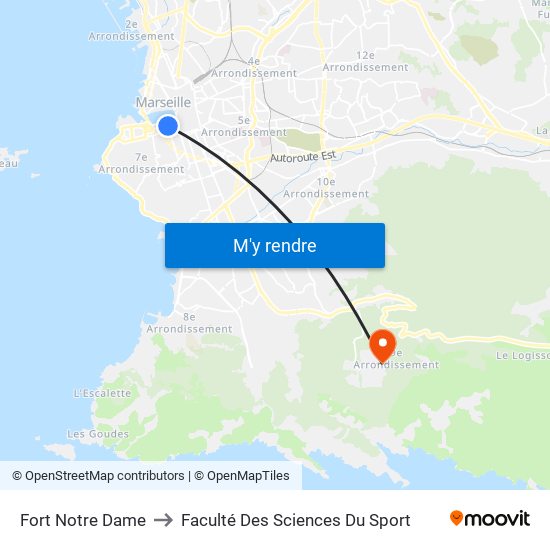 Fort Notre Dame to Faculté Des Sciences Du Sport map