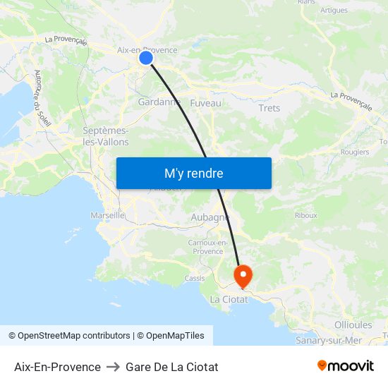 Aix-En-Provence to Gare De La Ciotat map