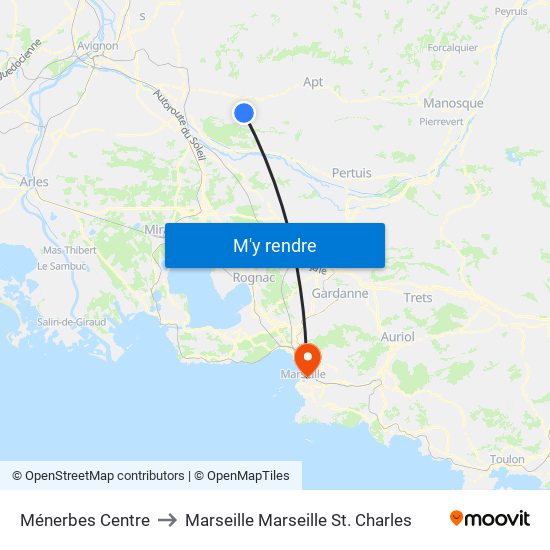 Ménerbes Centre to Marseille Marseille St. Charles map