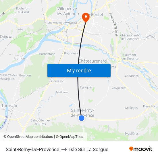 Saint-Rémy-De-Provence to Isle Sur La Sorgue map