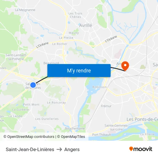 Saint-Jean-De-Linières to Angers map