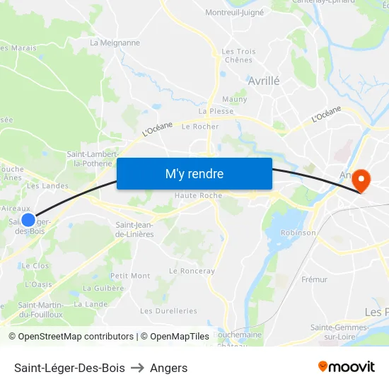 Saint-Léger-Des-Bois to Angers map