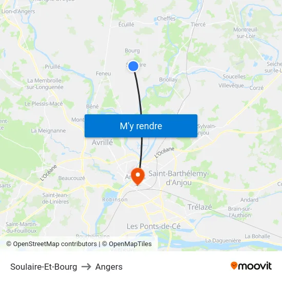 Soulaire-Et-Bourg to Angers map