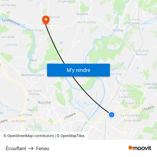 Écouflant to Feneu map