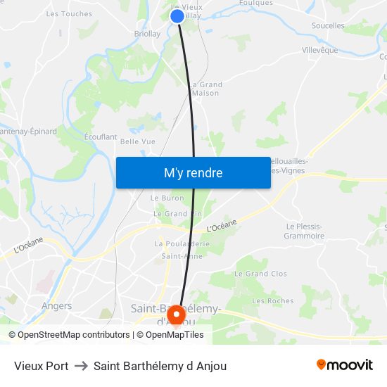 Vieux Port to Saint Barthélemy d Anjou map