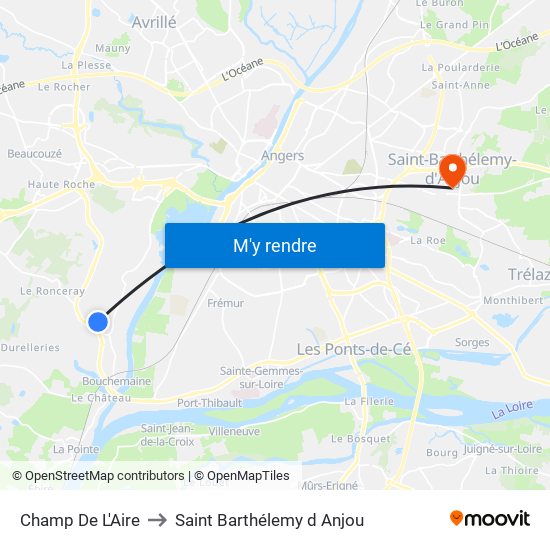 Champ De L'Aire to Saint Barthélemy d Anjou map