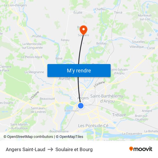 Angers Saint-Laud to Soulaire et Bourg map