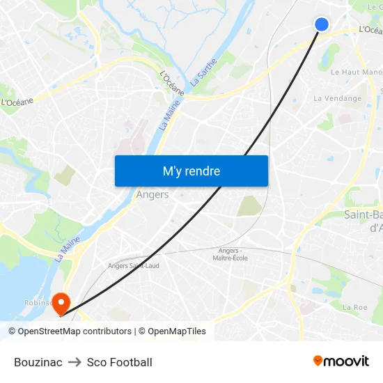 Bouzinac to Sco Football map
