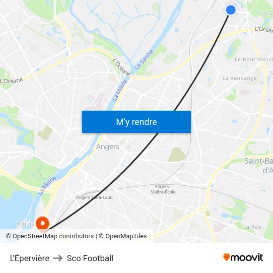 L'Épervière to Sco Football map