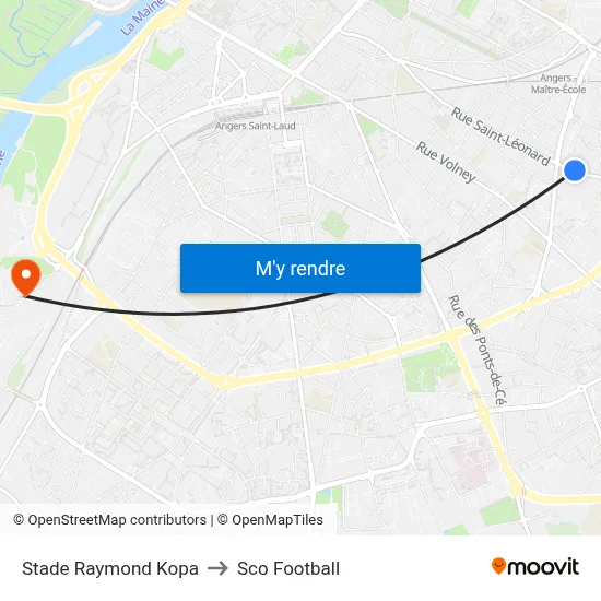Stade Raymond Kopa to Sco Football map