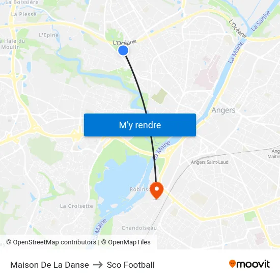 Maison De La Danse to Sco Football map