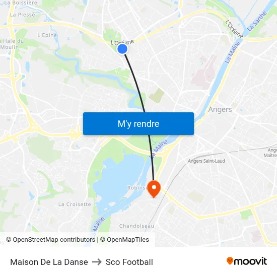 Maison De La Danse to Sco Football map