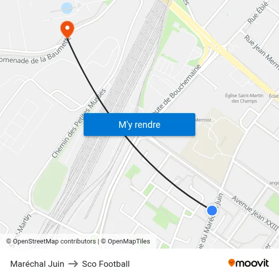Maréchal Juin to Sco Football map