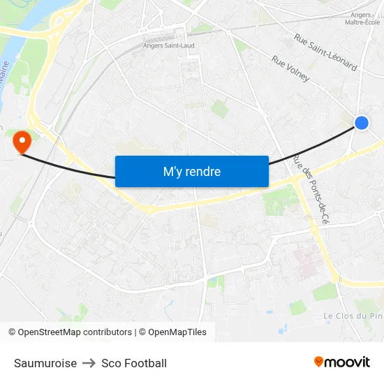 Saumuroise to Sco Football map