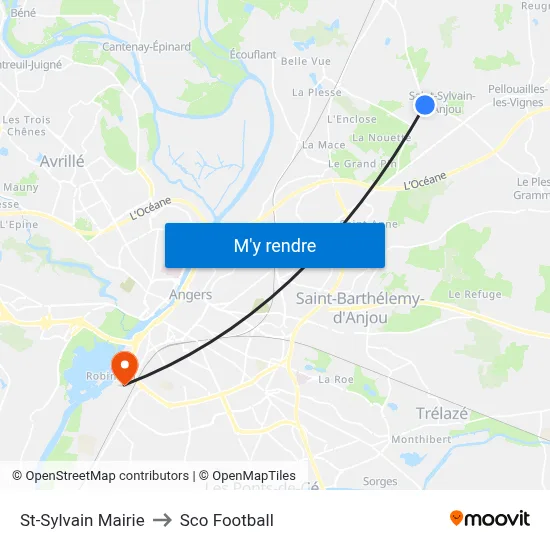 St-Sylvain Mairie to Sco Football map