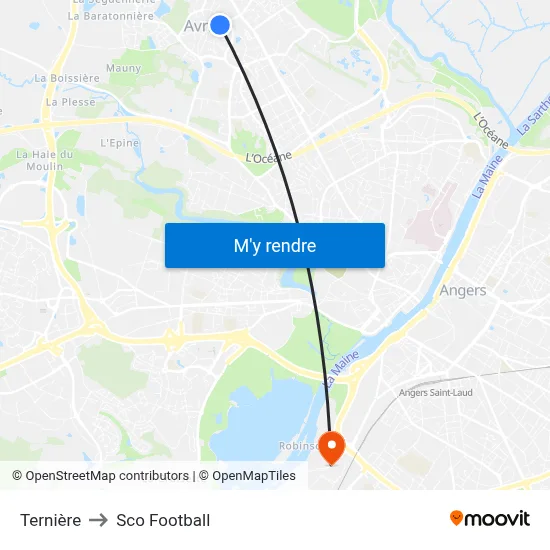 Ternière to Sco Football map