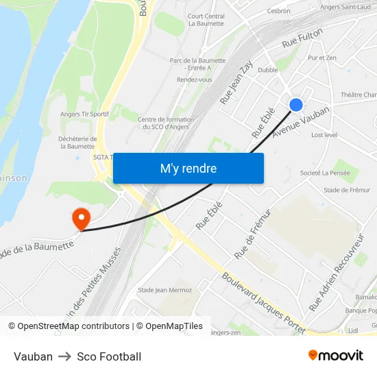 Vauban to Sco Football map