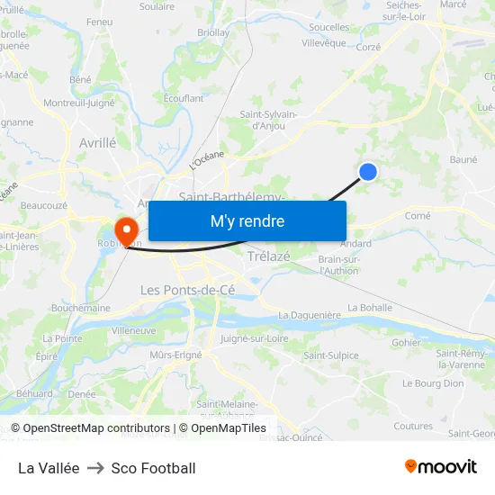 La Vallée to Sco Football map