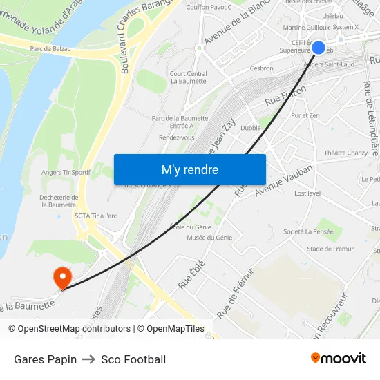Gares Papin to Sco Football map