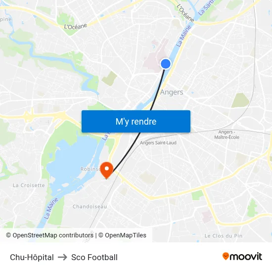 Chu-Hôpital to Sco Football map