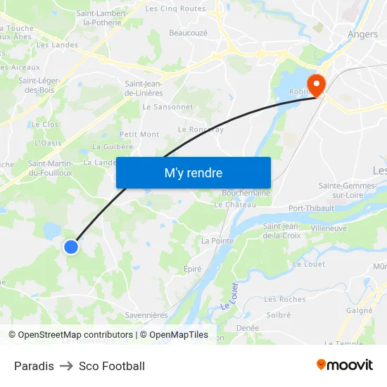 Paradis to Sco Football map
