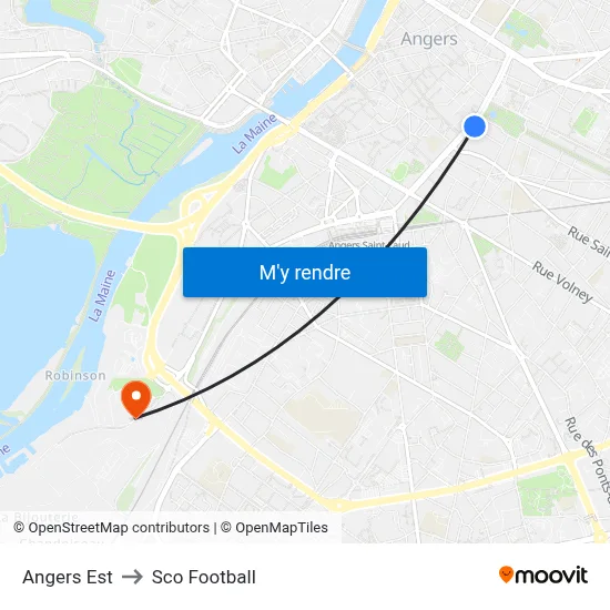 Angers Est to Sco Football map