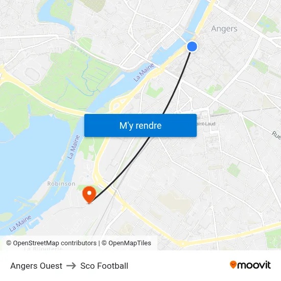 Angers Ouest to Sco Football map