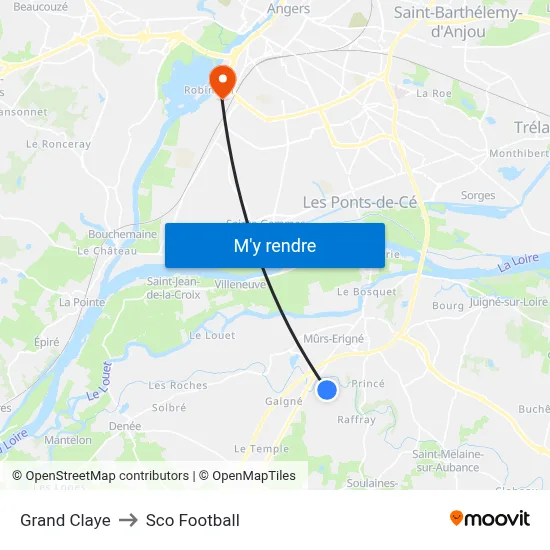 Grand Claye to Sco Football map