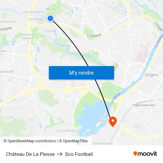 Château De La Plesse to Sco Football map