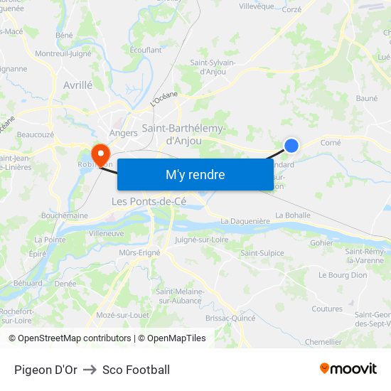 Pigeon D'Or to Sco Football map