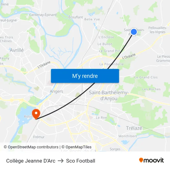 Collège Jeanne D'Arc to Sco Football map