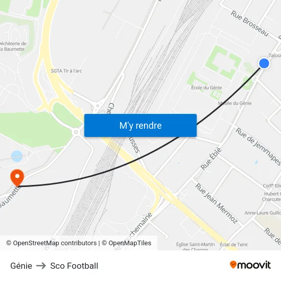 Génie to Sco Football map