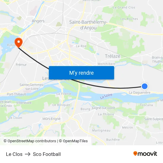 Le Clos to Sco Football map