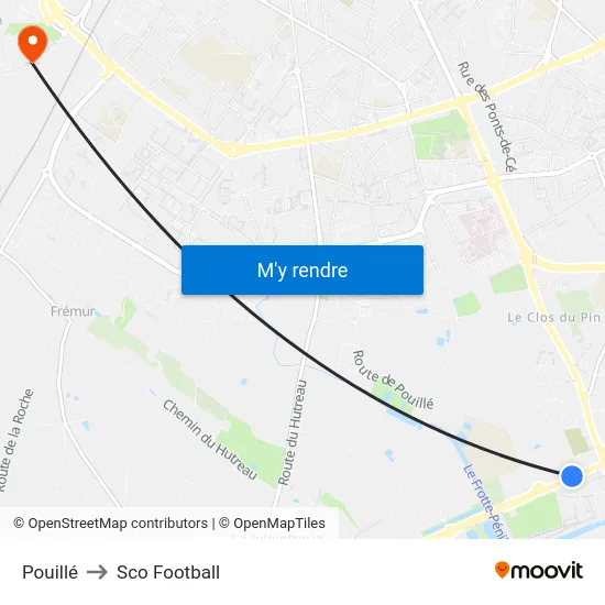 Pouillé to Sco Football map
