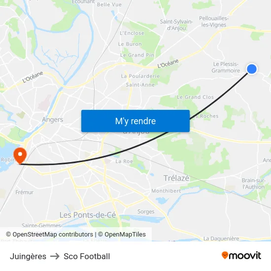 Juingères to Sco Football map