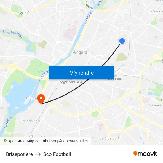 Brisepotière to Sco Football map